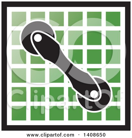 Clipart of a Handle on Green Tiles - Royalty Free Vector Illustration by Lal Perera