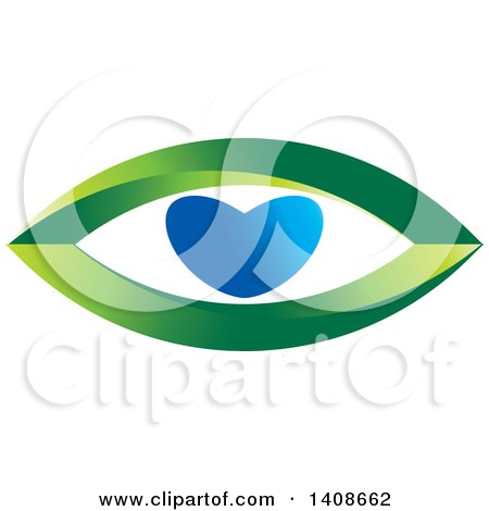 Clipart of a Blue and Green Eye with a Heart - Royalty Free Vector Illustration by Lal Perera