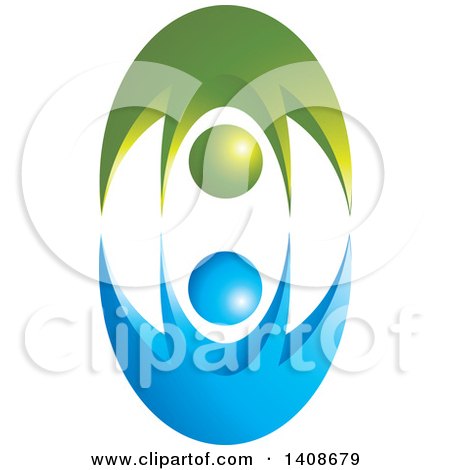 Clipart of Blue and Green People - Royalty Free Vector Illustration by Lal Perera