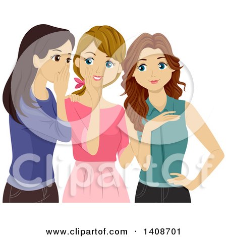 Clipart of a Group of Teen Girls Gossiping - Royalty Free Vector Illustration by BNP Design Studio
