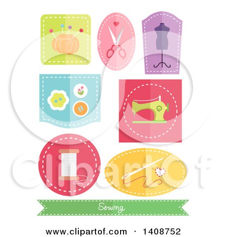 Clipart of Flat Design Sewn Patches - Royalty Free Vector Illustration by BNP Design Studio