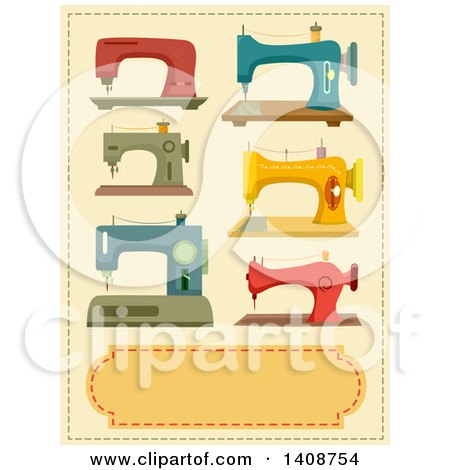 Clipart of Vintage and Modern Sewing Machines - Royalty Free Vector Illustration by BNP Design Studio