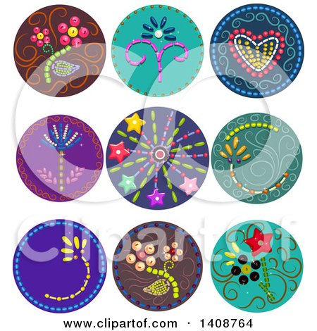 Clipart of Patterned Beaded Buttons - Royalty Free Vector Illustration by BNP Design Studio