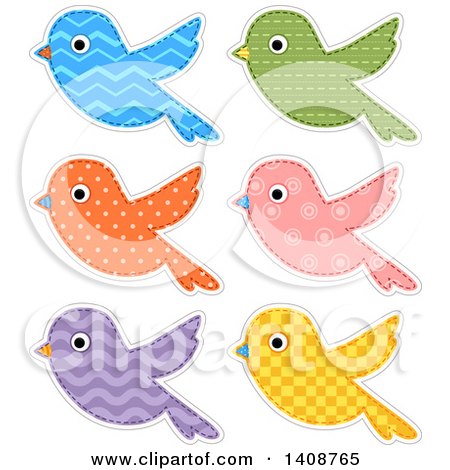 Clipart of Patterned Bird Cloth Designs - Royalty Free Vector Illustration by BNP Design Studio