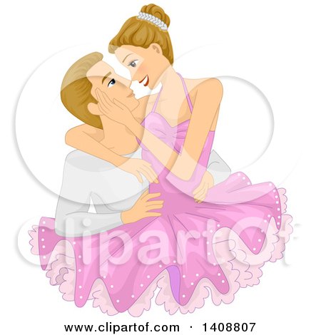 Clipart of a Ballet Couple Embracing - Royalty Free Vector Illustration by BNP Design Studio