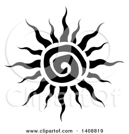 Clipart of a Black and White Spiral Summer Time Sun - Royalty Free Vector Illustration by Hit Toon