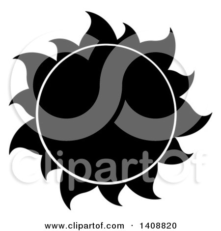 Clipart of a Black and White Summer Time Sun - Royalty Free Vector Illustration by Hit Toon