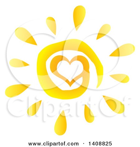 Clipart of a Yellow Spiral Heart Summer Time Sun - Royalty Free Vector Illustration by Hit Toon