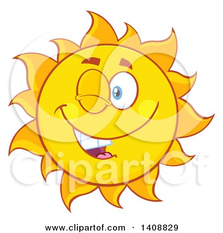 Clipart of a Yellow Summer Time Sun Character Mascot Winking - Royalty Free Vector Illustration by Hit Toon