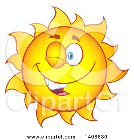 Clipart of a Yellow Summer Time Sun Character Mascot Winking - Royalty Free Vector Illustration by Hit Toon