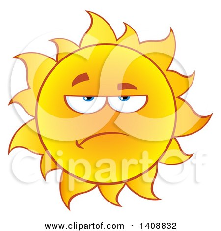 Clipart of a Grumpy Yellow Summer Time Sun Character Mascot - Royalty Free Vector Illustration by Hit Toon