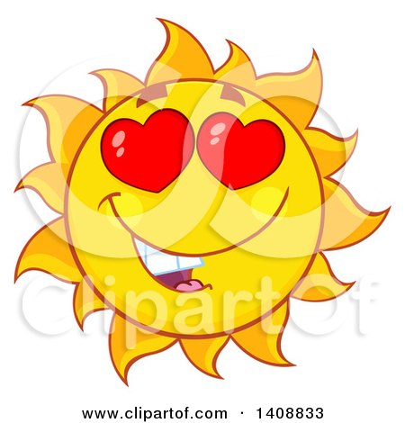 Clipart of a Yellow Summer Time Sun Character Mascot with Heart Eyes - Royalty Free Vector Illustration by Hit Toon