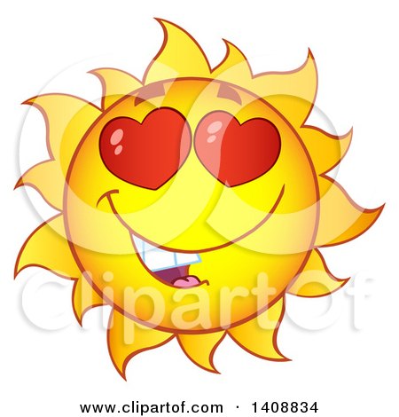 Clipart of a Yellow Summer Time Sun Character Mascot with Heart Eyes - Royalty Free Vector Illustration by Hit Toon