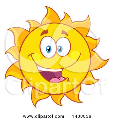 Clipart of a Yellow Summer Time Sun Character Mascot Smiling - Royalty Free Vector Illustration by Hit Toon