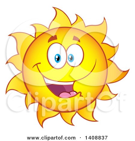 Clipart of a Yellow Summer Time Sun Character Mascot Smiling - Royalty Free Vector Illustration by Hit Toon