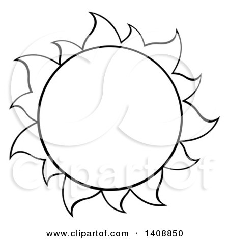 Clipart of a Black and White Lineart Summer Time Sun - Royalty Free Vector Illustration by Hit Toon