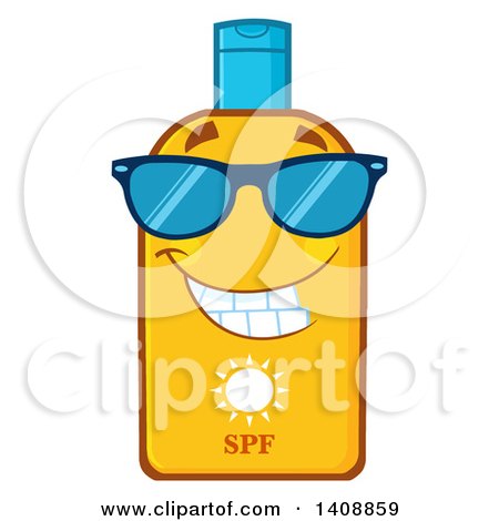 Clipart of a Bottle of Sun Block Mascot Wearing Shades - Royalty Free Vector Illustration by Hit Toon