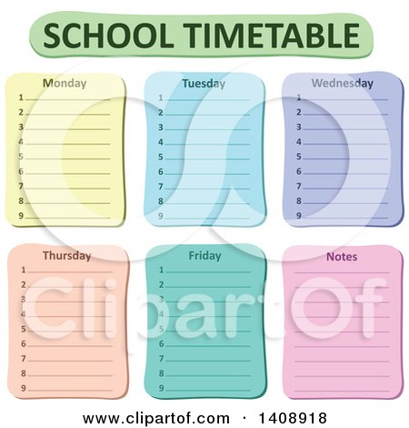 Clipart of a School Time Table Schedule Design - Royalty Free Vector Illustration by visekart