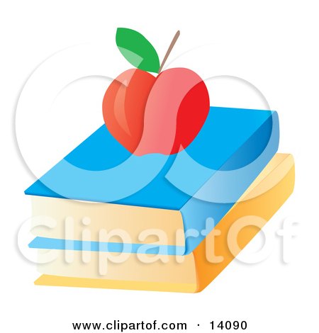 Red Apple on Top of Text Books School Clipart Illustration by Rasmussen Images