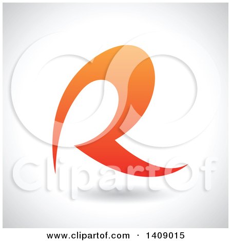 Clipart of a Curvy Capital Letter R Abstract Design - Royalty Free Vector Illustration by cidepix