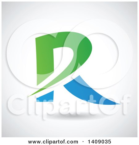 Clipart of a Sliced Capital Letter R Abstract Design - Royalty Free Vector Illustration by cidepix