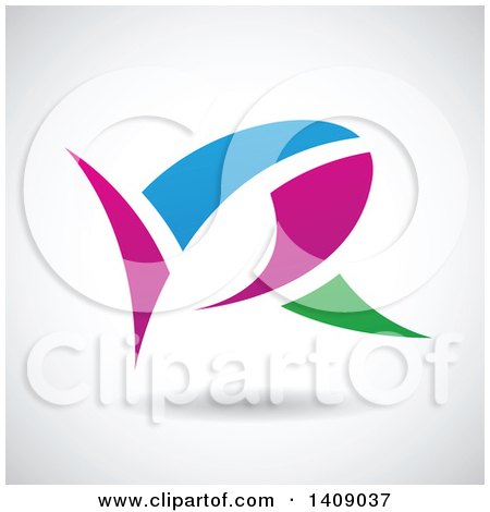 Clipart of a Split Capital Letter R Abstract Design Resembling a Shark - Royalty Free Vector Illustration by cidepix
