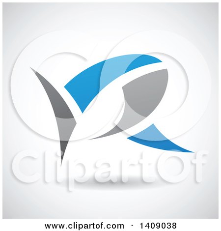 Clipart of a Split Capital Letter R Abstract Design Resembling a Shark - Royalty Free Vector Illustration by cidepix