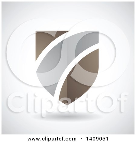 Clipart of a Shiny Gray and Brown Striped Shield - Royalty Free Vector Illustration by cidepix