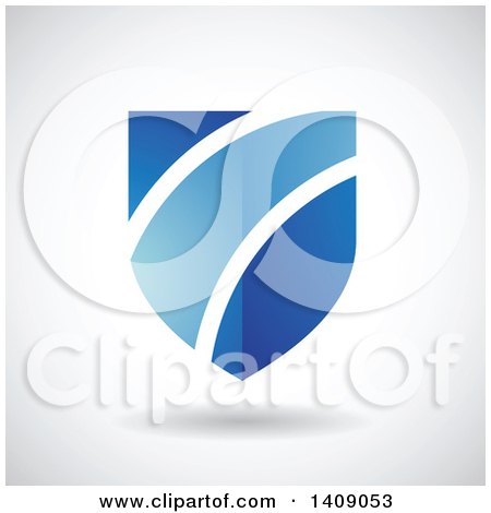 Clipart of a Shiny Blue Striped Shield - Royalty Free Vector Illustration by cidepix