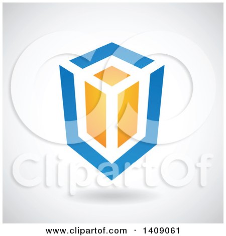 Clipart of a Blue Rectangular Cube Design - Royalty Free Vector Illustration by cidepix