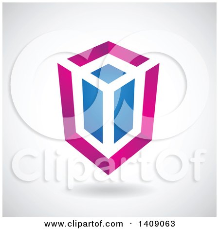 Clipart of a Purple and Blue Rectangular Cube Design - Royalty Free Vector Illustration by cidepix