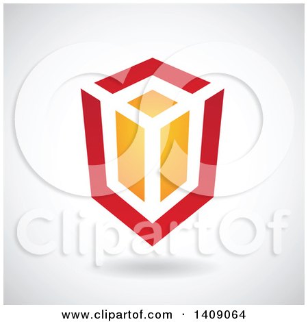 Clipart of a Red and Orange Rectangular Cube Design - Royalty Free Vector Illustration by cidepix