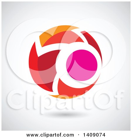 Clipart of a Red Orange and Pink Rounded Arrow Design - Royalty Free Vector Illustration by cidepix