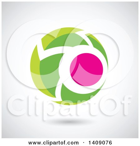 Clipart of a Pink and Green Rounded Arrow Design - Royalty Free Vector Illustration by cidepix