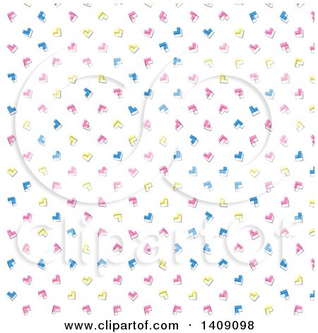 Clipart of a Background of Retro Pink Blue and Yellow Hearts - Royalty Free Vector Illustration by KJ Pargeter