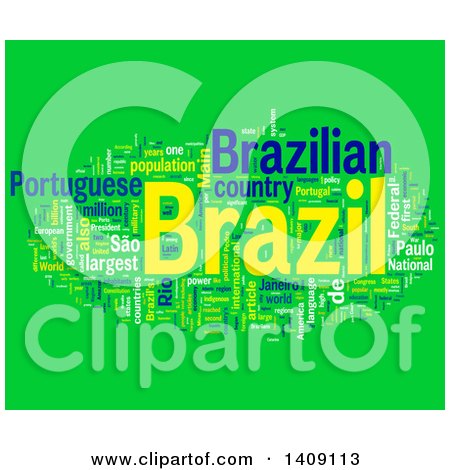 Clipart of a Brazil Word Collage on Green - Royalty Free Illustration by MacX