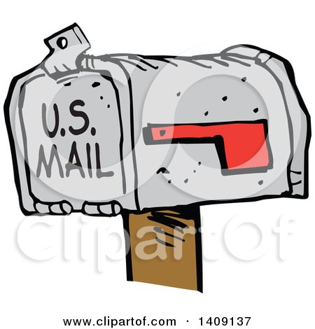 Clipart of a Cartoon Mailbox - Royalty Free Vector Illustration by Johnny Sajem