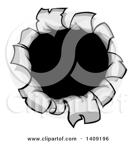 Clipart of a Cartoon Torn Hole in a Metal Surface - Royalty Free Vector Illustration by AtStockIllustration
