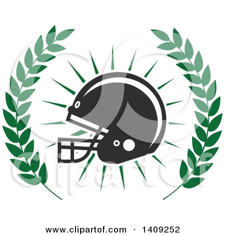 Clipart of a Green and Dark Gray American Football Helmet Design - Royalty Free Vector Illustration by Vector Tradition SM
