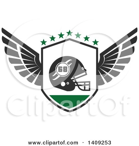 Clipart of a Green and Dark Gray American Football Helmet Design - Royalty Free Vector Illustration by Vector Tradition SM