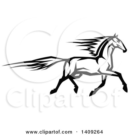 Clipart of a Black and White Horse - Royalty Free Vector Illustration by Vector Tradition SM