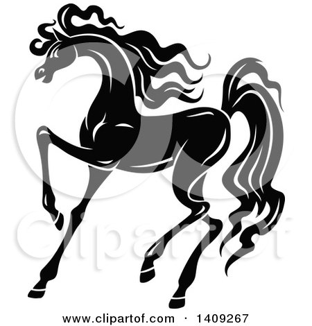 Clipart of a Black and White Horse - Royalty Free Vector Illustration by Vector Tradition SM