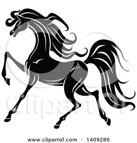 Clipart of a Black and White Horse - Royalty Free Vector Illustration by Vector Tradition SM