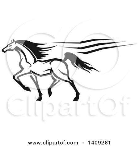 Clipart of a Black and White Horse - Royalty Free Vector Illustration by Vector Tradition SM