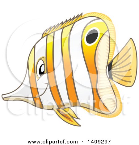 Clipart of a Marine Copperband Butterflyfish Facing Left - Royalty Free Vector Illustration by Vector Tradition SM