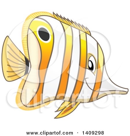 Clipart of a Marine Copperband Butterflyfish Facing Right - Royalty Free Vector Illustration by Vector Tradition SM