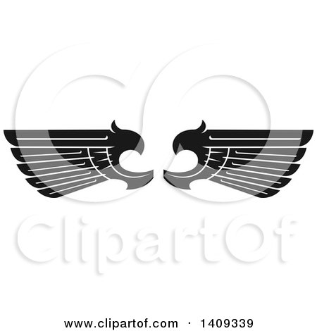 Clipart of a Pair of Black and White Wings - Royalty Free Vector Illustration by Vector Tradition SM