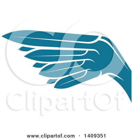 Clipart of a Teal Feathered Bird or Angel Wing - Royalty Free Vector Illustration by Vector Tradition SM