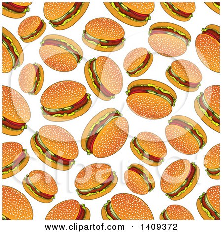 Clipart of a Seamless Background Pattern of Burgers - Royalty Free Vector Illustration by Vector Tradition SM