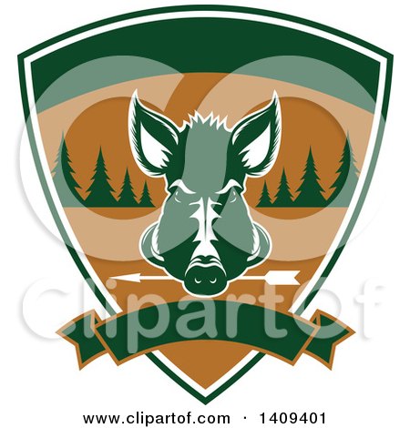 Clipart of a Boar Hunting Design - Royalty Free Vector Illustration by Vector Tradition SM